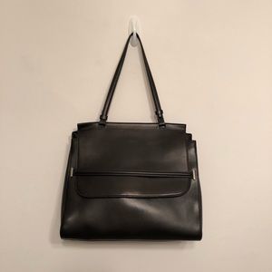 The Row Black Leather Top Handle Handbag